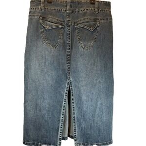 Plus Size 18W Denim Pencil Skirt Stretch Back Slit Dark Wash Office Work Casual